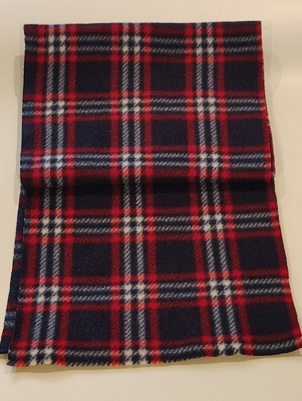 FREE w/ Purchase Plaid Fleece Scarf in Red, Navy & White